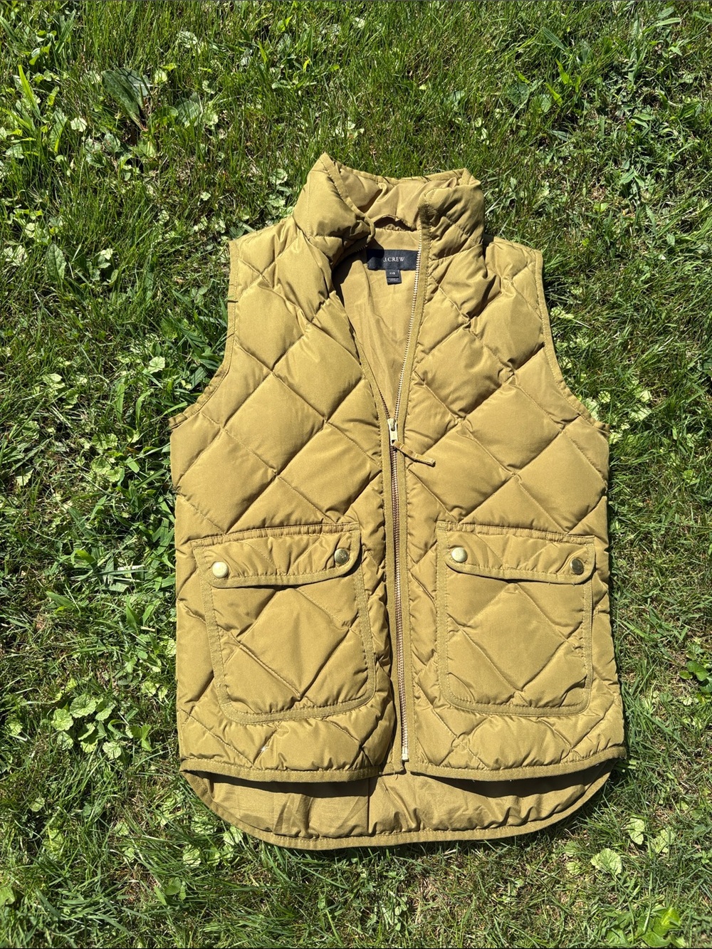 J. Crew Quilted Puffer Vest in Olive Green